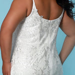 Sydney's Bridal by Sydney's Closet mermaid scoop neckline with glitter tulle spaghetti straps center back zipper available in ivory SC5278 plus size wedding dress