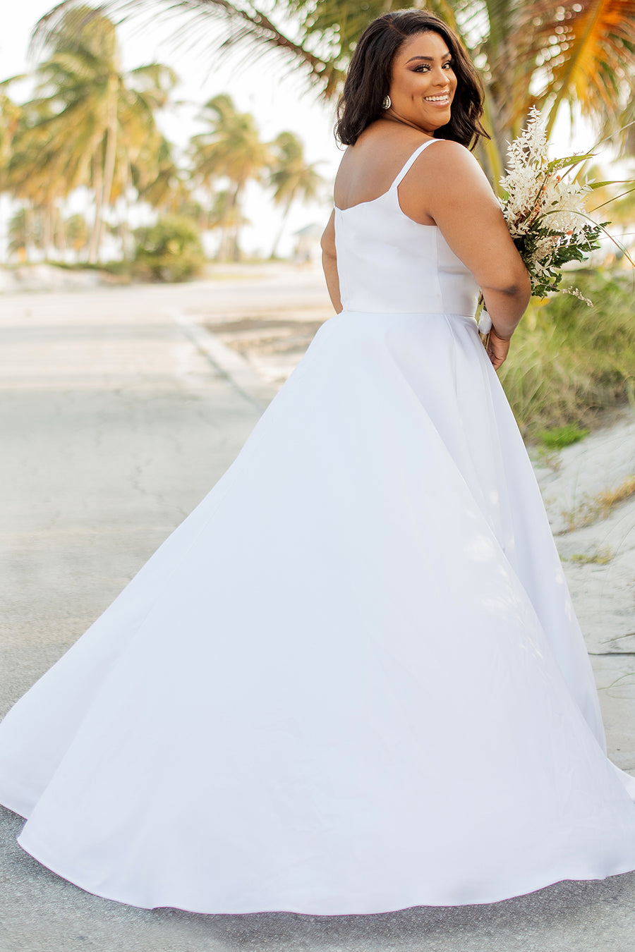 SC5281 Sydney's Bridal by Sydney's Closet Aline silhouette with scoop neckline and 1 inch straps dress features piped waistband and center back zipper available in ivory