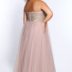 Aphrodite Prom Dress SC7309 by Sydney's Closet spaghetti straps soft tulle skirt empire with zipper back available in dusty rose, black, ivory
