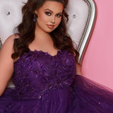 Sydney's Prom by Sydney's Closet modified empire prom dress with sweetheart neckline lace up back and ballgown skirt available in black purple and white