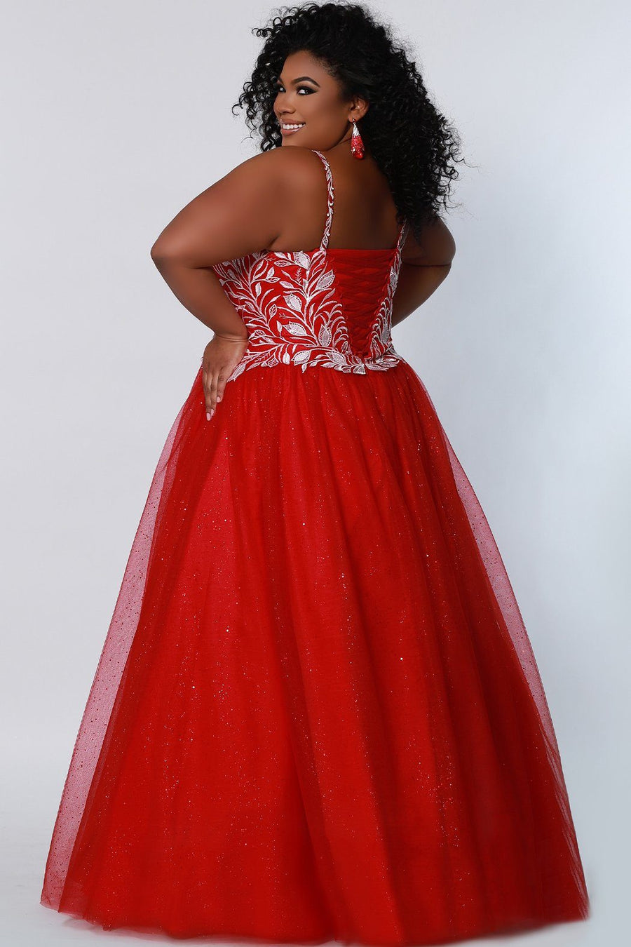 Sydney's Prom by Sydney's Closet modified empire prom dress with sweetheart neckline lace up back and ballgown skirt available in black platinum red and royal