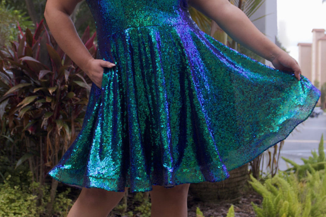 Sequin Plus-Size Short Party Dress