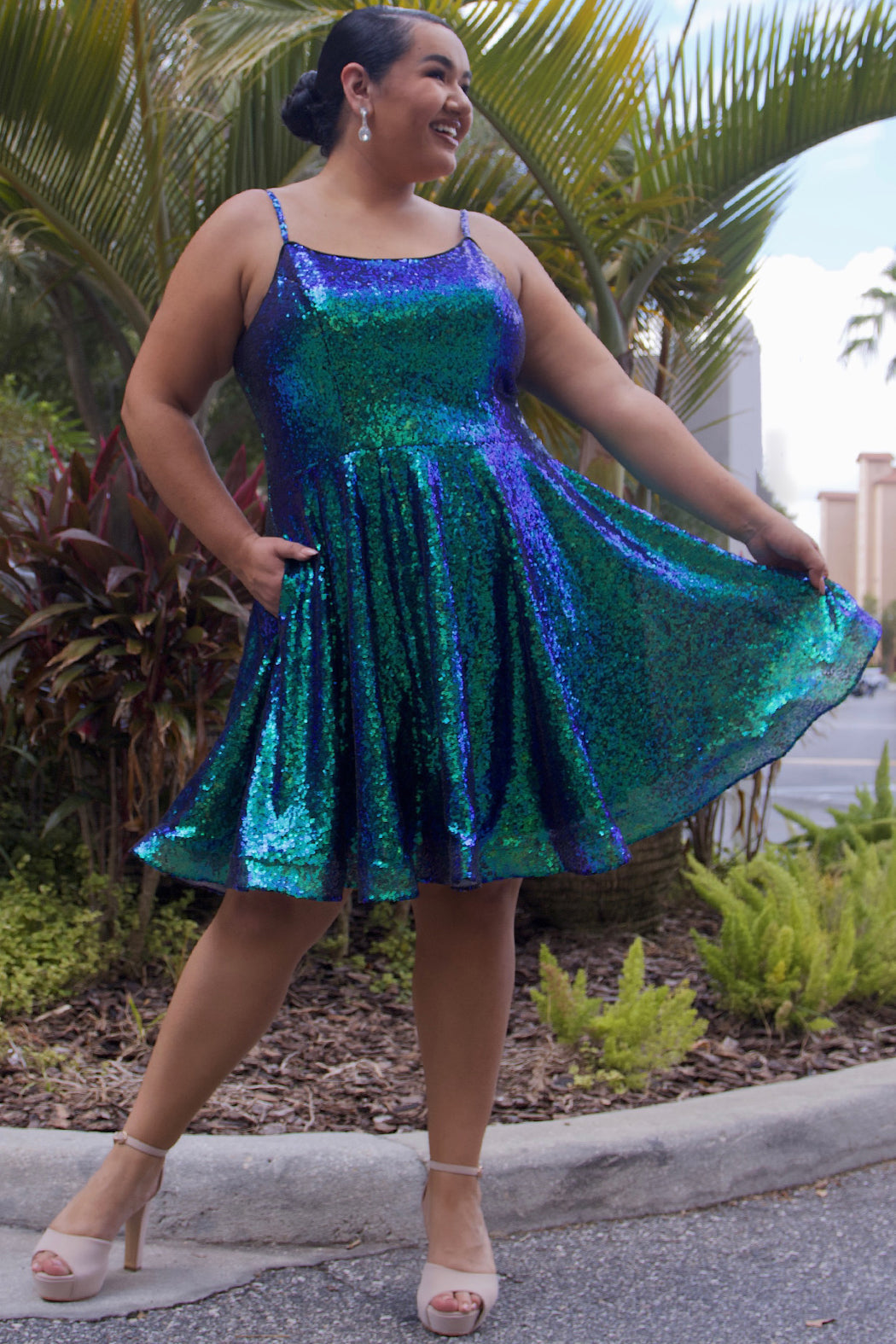 Sequin Plus-Size Short Party Dress