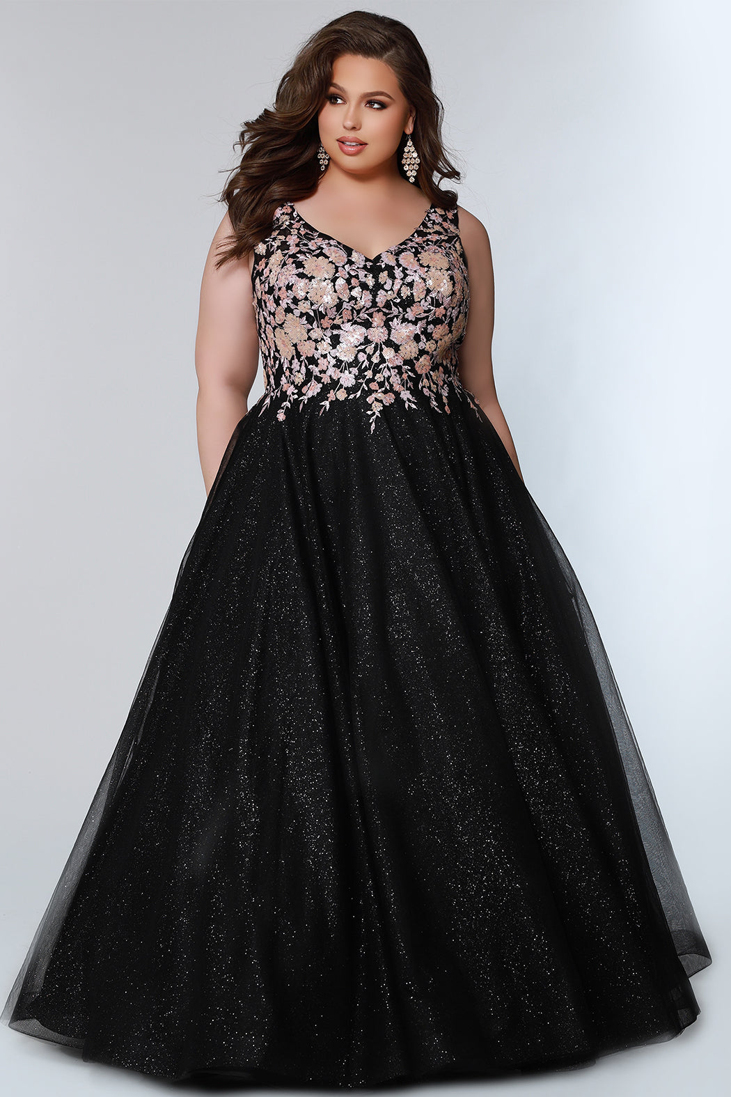 Plus Size Black Tulle Dress: Rose Bodice | Sydney's Closet