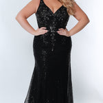 Tease Prom TE2324 Black. Slim/Fitted Silhouette. Natural waistline with a V-neckline and bra-friendly straps to a V-back. Lace appliques, Sequins and a center back zipper. Fully lined slim skirt, sweep train and horsehair hem. 