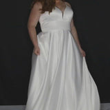 Sydney's Bridal by Sydney's Closet aline vneck bridal gown with adjustable spaghetti straps pockets and lace up back available in ivory Clementine Wedding Dress SC5269