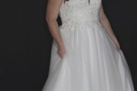 Sydney's Bridal by Sydney's Closet aline bridal gown with sweetheart neckline adjustable spaghetti straps built into lace up back and center back zipper available in ivory SC5277